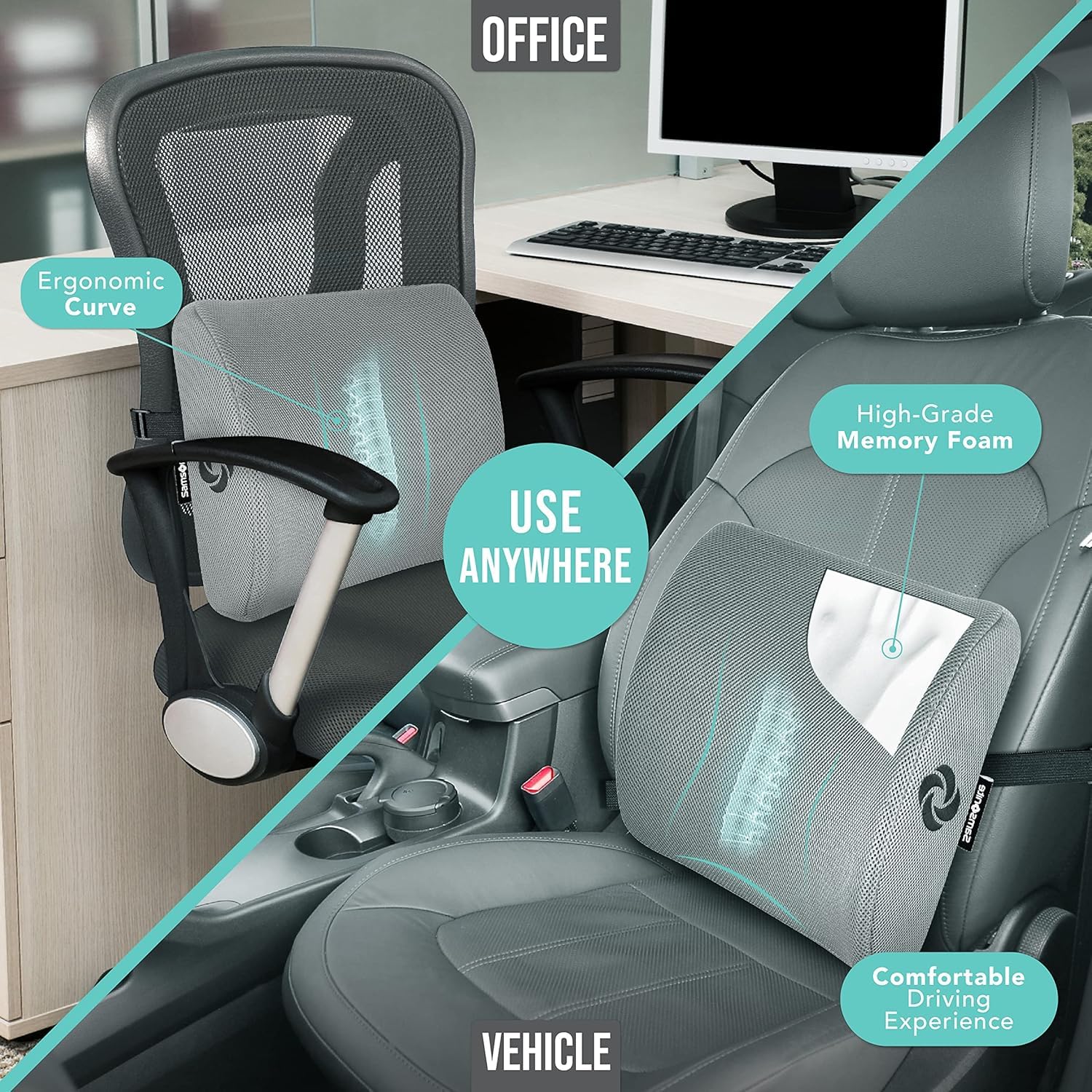 Amazon.com: Samsonite Memory Foam Lumbar Support Pillow for Office